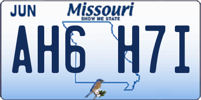 MO license plate AH6H7I