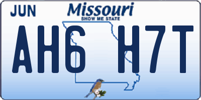 MO license plate AH6H7T