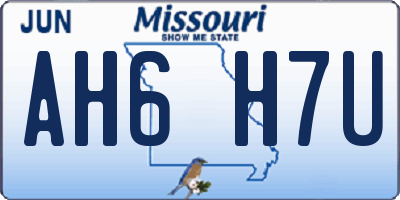 MO license plate AH6H7U