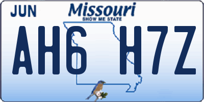 MO license plate AH6H7Z