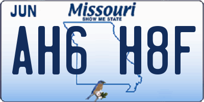 MO license plate AH6H8F