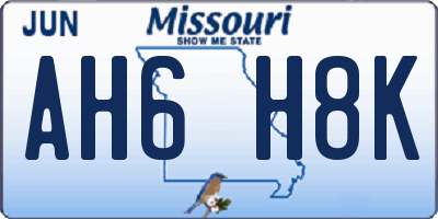 MO license plate AH6H8K