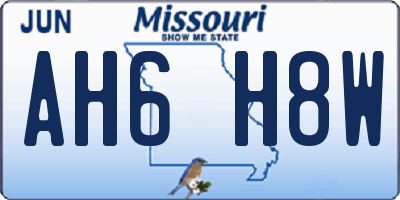 MO license plate AH6H8W