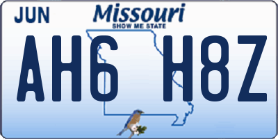 MO license plate AH6H8Z