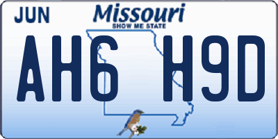 MO license plate AH6H9D
