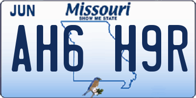 MO license plate AH6H9R