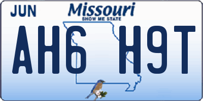 MO license plate AH6H9T