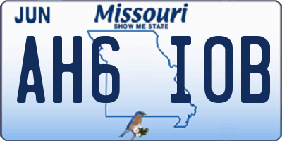 MO license plate AH6I0B