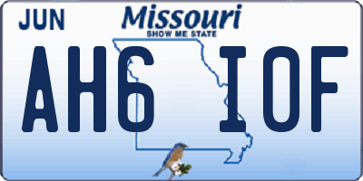MO license plate AH6I0F