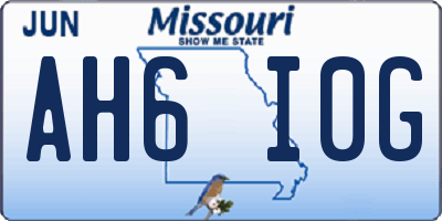 MO license plate AH6I0G