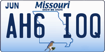 MO license plate AH6I0Q