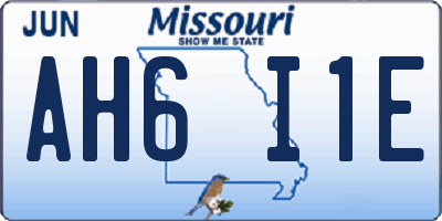 MO license plate AH6I1E
