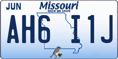 MO license plate AH6I1J