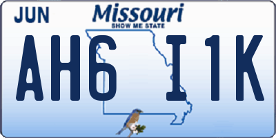 MO license plate AH6I1K