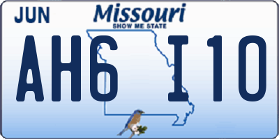 MO license plate AH6I1O