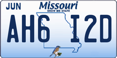 MO license plate AH6I2D