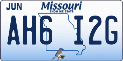 MO license plate AH6I2G
