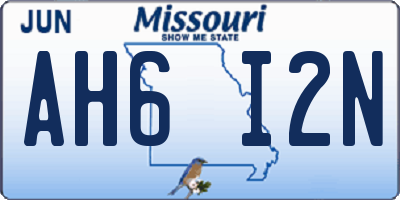 MO license plate AH6I2N