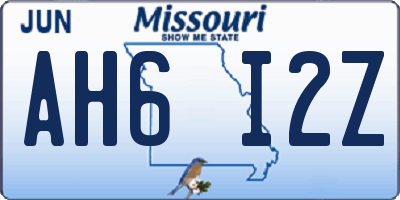 MO license plate AH6I2Z