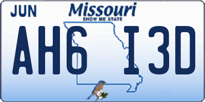 MO license plate AH6I3D