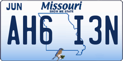 MO license plate AH6I3N
