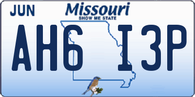 MO license plate AH6I3P