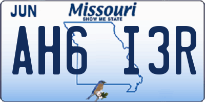 MO license plate AH6I3R