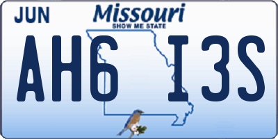 MO license plate AH6I3S