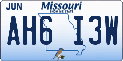 MO license plate AH6I3W