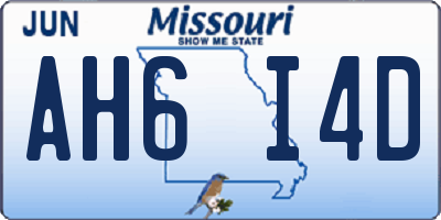 MO license plate AH6I4D