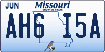 MO license plate AH6I5A
