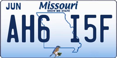 MO license plate AH6I5F