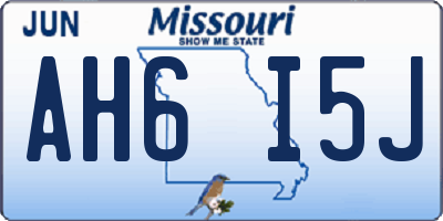 MO license plate AH6I5J