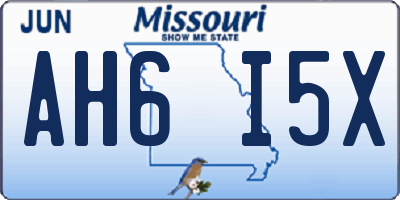 MO license plate AH6I5X