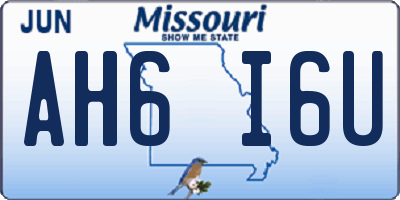 MO license plate AH6I6U