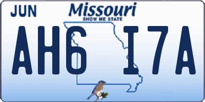 MO license plate AH6I7A