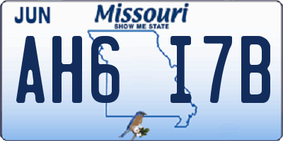 MO license plate AH6I7B