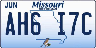 MO license plate AH6I7C