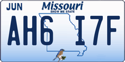 MO license plate AH6I7F