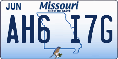 MO license plate AH6I7G