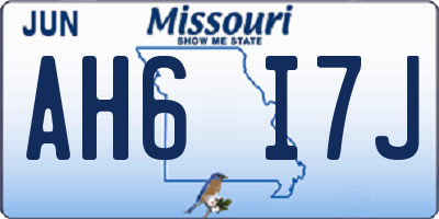 MO license plate AH6I7J