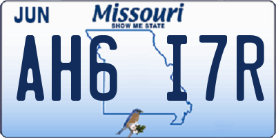 MO license plate AH6I7R