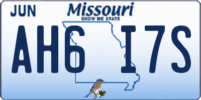 MO license plate AH6I7S