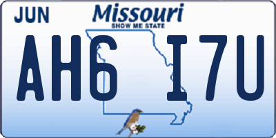 MO license plate AH6I7U