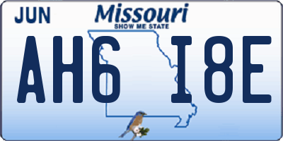 MO license plate AH6I8E