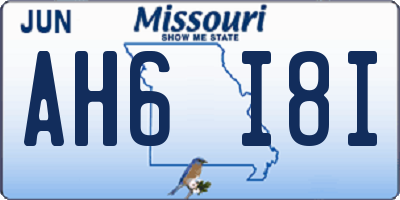 MO license plate AH6I8I