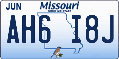 MO license plate AH6I8J