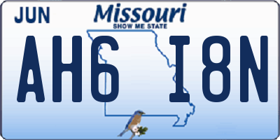 MO license plate AH6I8N