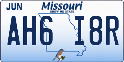 MO license plate AH6I8R