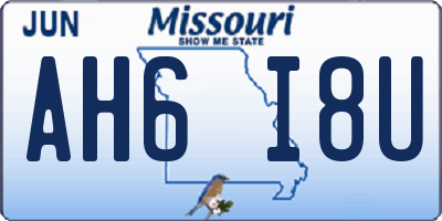 MO license plate AH6I8U
